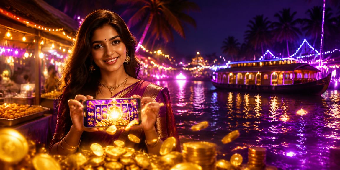 Vibrant slot machine game scene in Kerala night market
